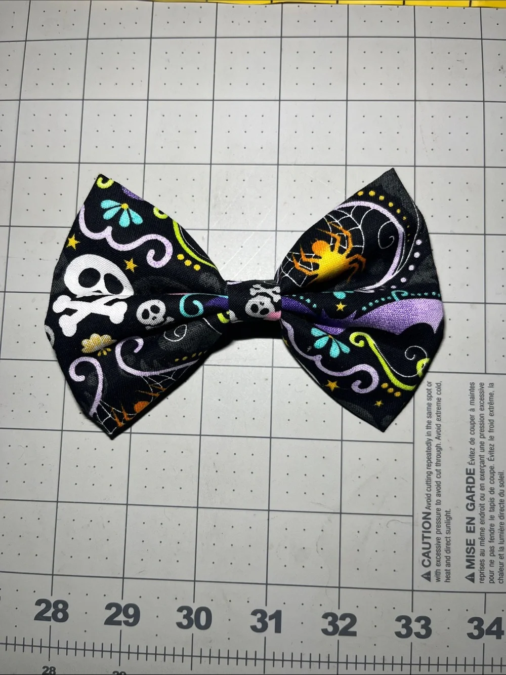 Kids Halloween Skull & Spider Bow Hair Clip - Black